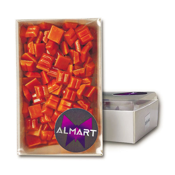 Скляна мозаїка ALMART, глянсова, помаранчева, 10x10 мм, 150 гр (204 шт). 