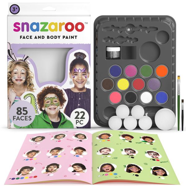 Snazaroo набор для грима Ultimate Party Pack: 12 красок, 1 глиттер, 2 кисти, 6 спонжей - фото 1