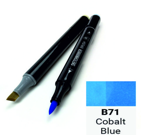 Маркер SKETCHMARKER BRUSH, цвет ГОЛУБОЙ КОБАЛЬТ (Cobalt Blue) 2 пера: долото и мягкое, SMB-B071