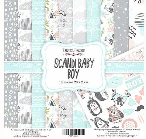 Набор скрапбумаги «Scandi Baby Boy», 20x20см, Фабрика Декора