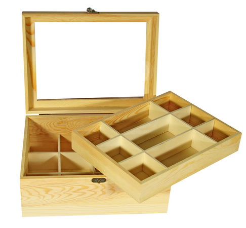 Подвійна коробка для чаю (зі склом) 