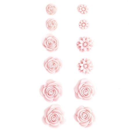 Самоклеючі трояндочки ScrapBerry's, Ніжно-рожеві-2, 12 шт/уп 