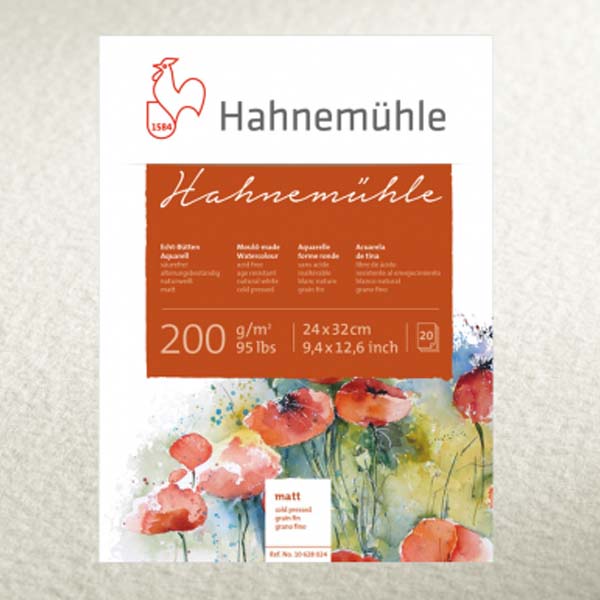 Блок акварельной бумаги Hahnemuhle «Mould-made», 100% целлюлоза, среднее зерно(СР), 17х24см, 20л, 20 - фото 1