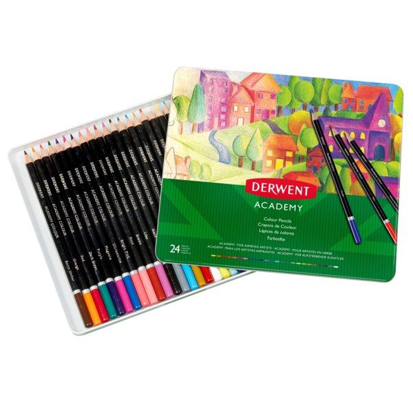 Набір кольорових олівців Derwent "Colouring Academy" 24 кольори, метал. коробка  - фото 1