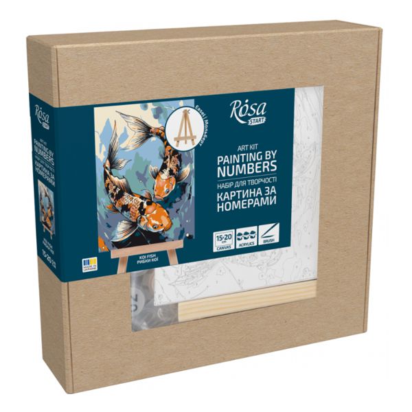 Набор, картина по номерам, Рыбки кои, 15х20см, с мольбертом, ROSA START - фото 2