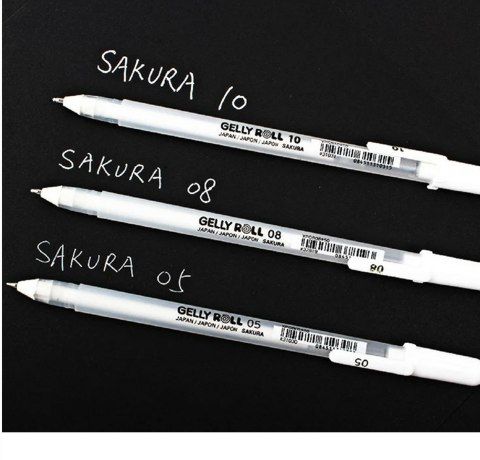 Набор гелевых ручек BASIC FINE 05, белый, №05, 3 шт. Sakura - фото 3