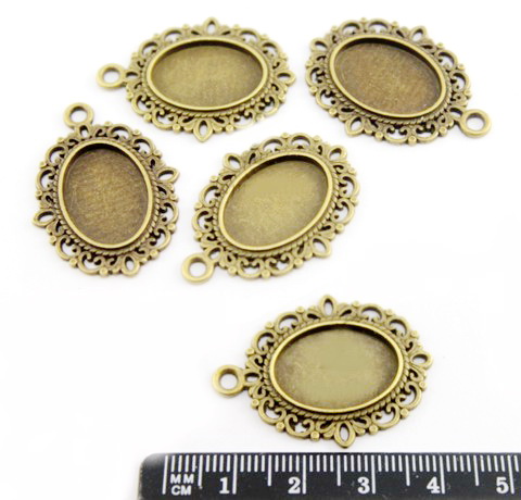 Ажурная основа для кулона, овал, цвет - бронза, 3 см