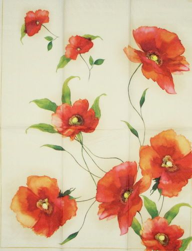 Салфетка  Маки акварелью