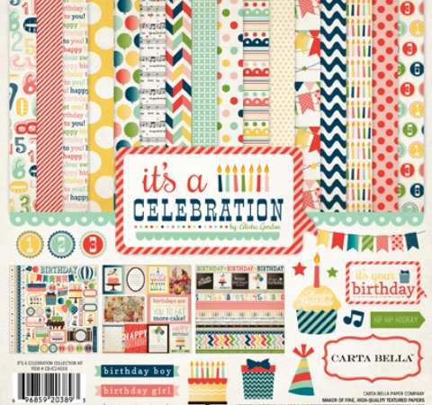 Набор бумаги Echo Park «It's a Celebration», 30х30см, 12л.+1л.ст