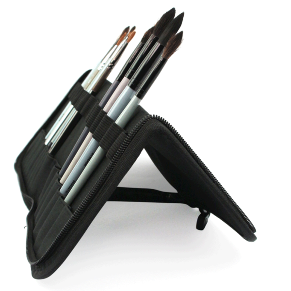 Пенал-холдер для кистей з короткою ручкою, тканина, колір: чорний (28х28 см), ROSA  - фото 2