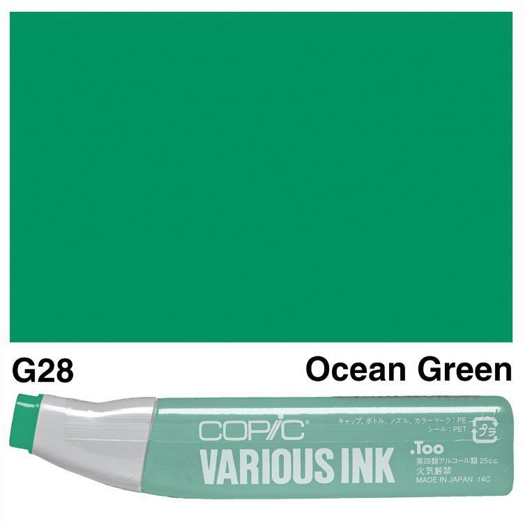 Чорнило для маркерів Copic Various Ink, #G-28 Ocean green (Океанський зелений) 