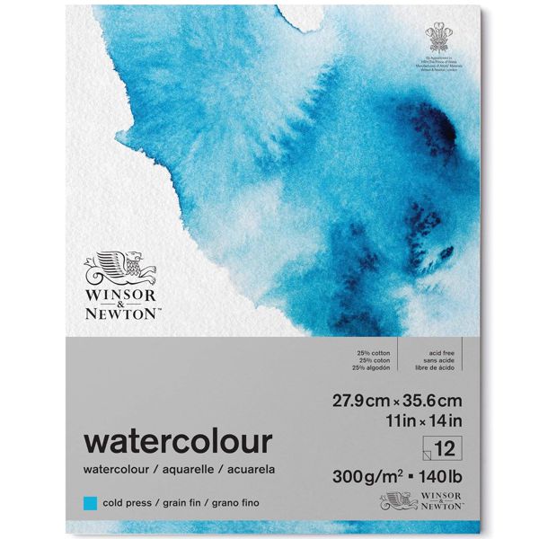 Winsor блок акварельного паперу Watercolour, cold press, 25% бавовна, 300 г/м2, 27,9х35,6 см, 12 л. - фото 1