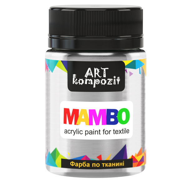 Краска для ткани MAMBO "ART Kompozit" METALLIC, цвет: 53 СЕРЕБРО, 50 ml