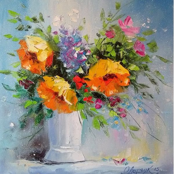 Алмазная мозаика Go to art "Букет желтых роз в вазе" 30*30см