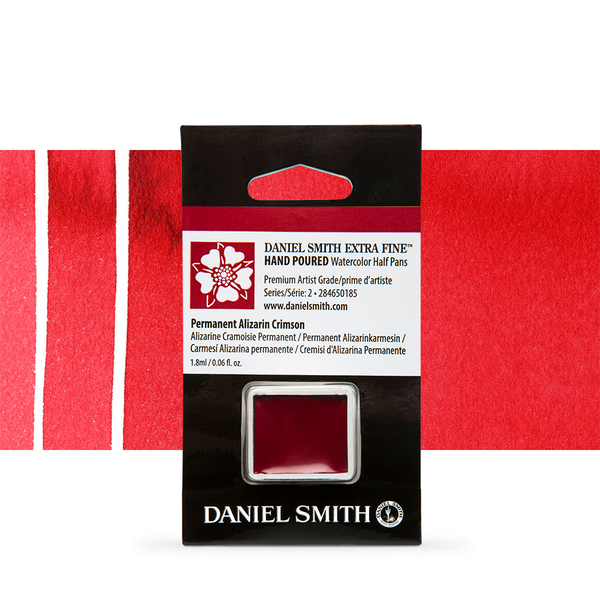 Акварельна фарба у напівкюветі Daniel Smith. Колір: Permanent Alizarin Crimson s2 