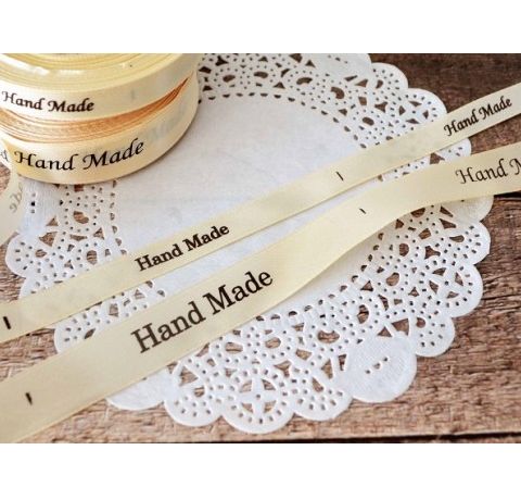 Набор атласных лент «Hand Made», кремовые, 2 шт. / уп. по 2 м.