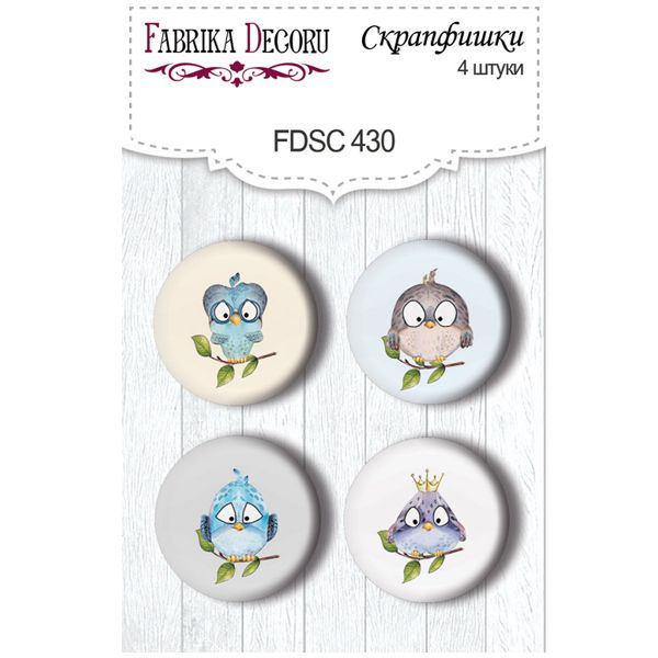 Набор скрап-фишек «Cutie sparrow boy №430» d-2,5 см, Фабрика Декору, 4 шт/уп.