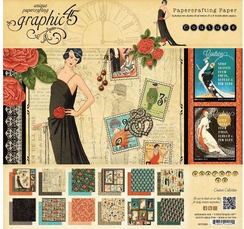 Набор бумаги Graphic45 «Couture», 20х20см, 24л.