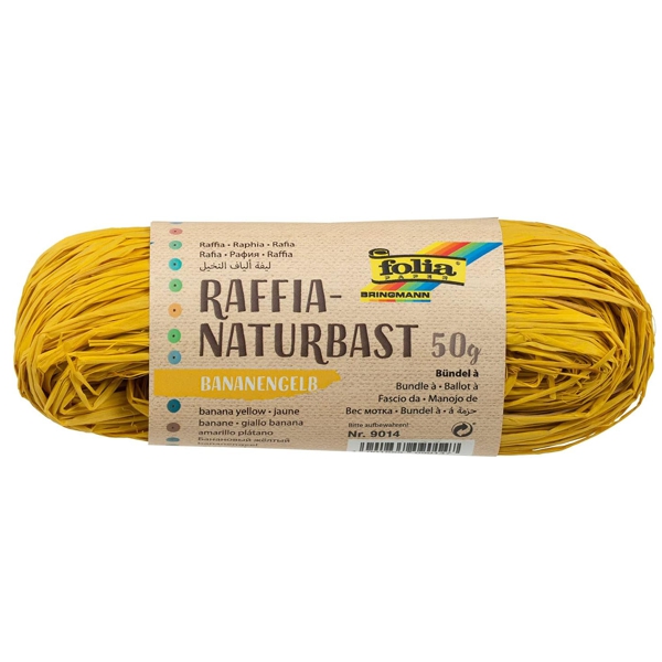 Бечевка натуральная в ассортименте, Folia Banana yellow №14, 50 gr