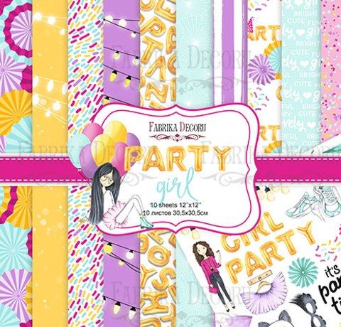 Набір паперу для скрапбукінгу "Party girl" 30,5*30,5 см, 12л. Фабрика Декору  - фото 1