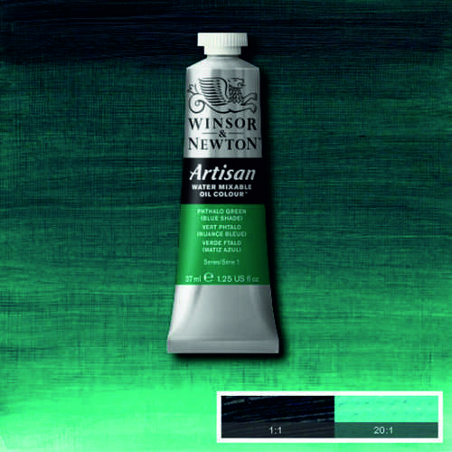 Масляная краска, водорастворимая, Winsor Artisan 37 мл, №522 Phthalo green/Blue shade