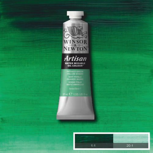 Масляная краска, водорастворимая, Winsor Artisan 37 мл, №521 Phthalo green/Yellow shade