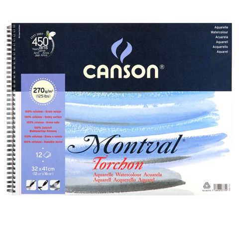 Альбом для акварели Canson Montval Torchon 270 g, 12л.,13.5x21 см