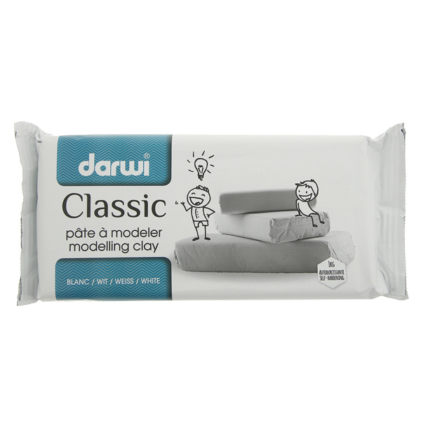 Самозастигаюча глина Darwi Classic (біла), 1 кг. 