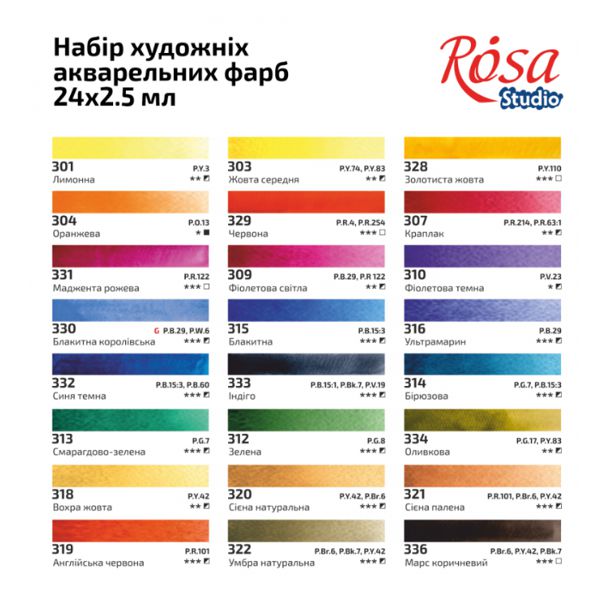 Набор акварельных красок PLEIN AIR, 24*2,5мл, кювета, картон, ROSA Studio - фото 5