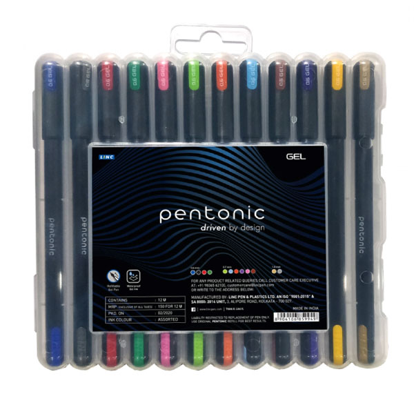 Набір гелевих ручок Pentonic PVC бокс 0,6 мм, 12 шт/уп. "LINC" 
