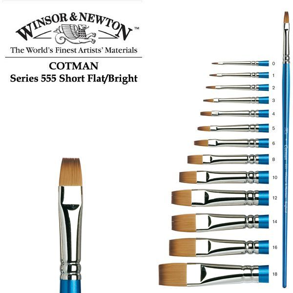 Winsor плоский пензель, синтетика (іміт. Соболя), д/р, 555 Cotman Brushes Flat. #12 