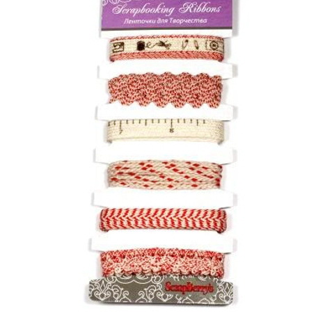 Набор лент из ткани «Красный», 6 шт.*1 м., ScrapBerry's