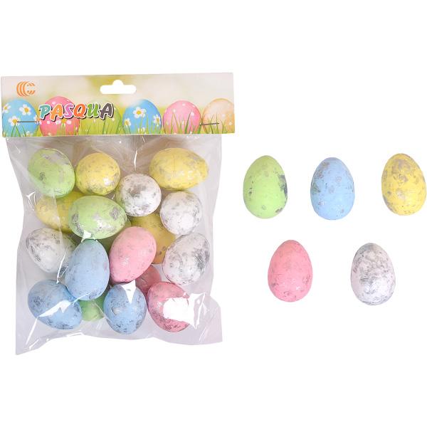 Яйця декоративні, пінопласт, кольорові із сріблом CX19-040E, 4 см, 18 шт/уп.  - фото 2