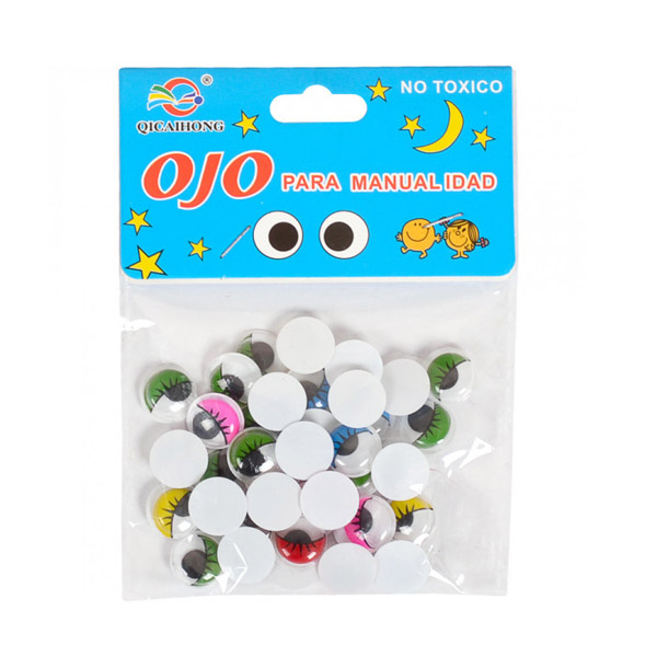 Глазки для игрушек подвижные, цветные, АССОРТИ, D-12 мм, 30 шт/уп.