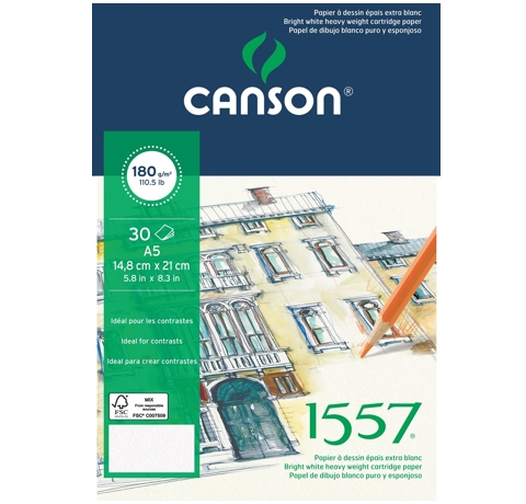 Блок бумаги для набросков и графики 1557 (30 арк.), 180 g, A5, Canson