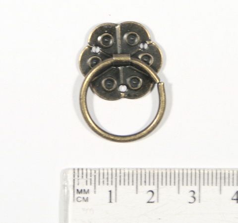 Ручка круглая с кольцом, цвет - темный металл (C185)