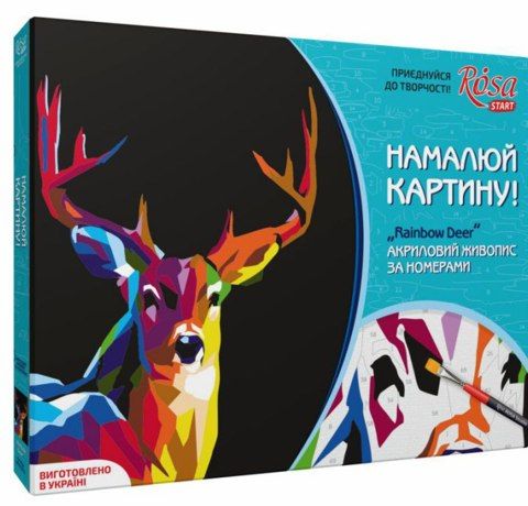 Картина за номерами Rosa Start "Rainbow deer" у картонній упаковці, 35x45 см 