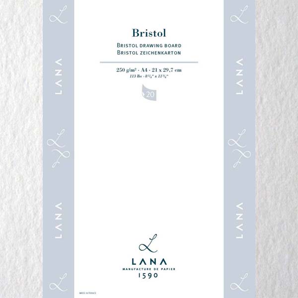 Альбом для нарисів Bristol, гладка поверхня, яскраво-білий папір, А4, 20л, 250г/м2. Lana  - фото 1