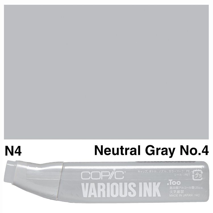 Чернила для маркеров Copic Various Ink, #N-4 Neutral gray (Нейтральный серый)