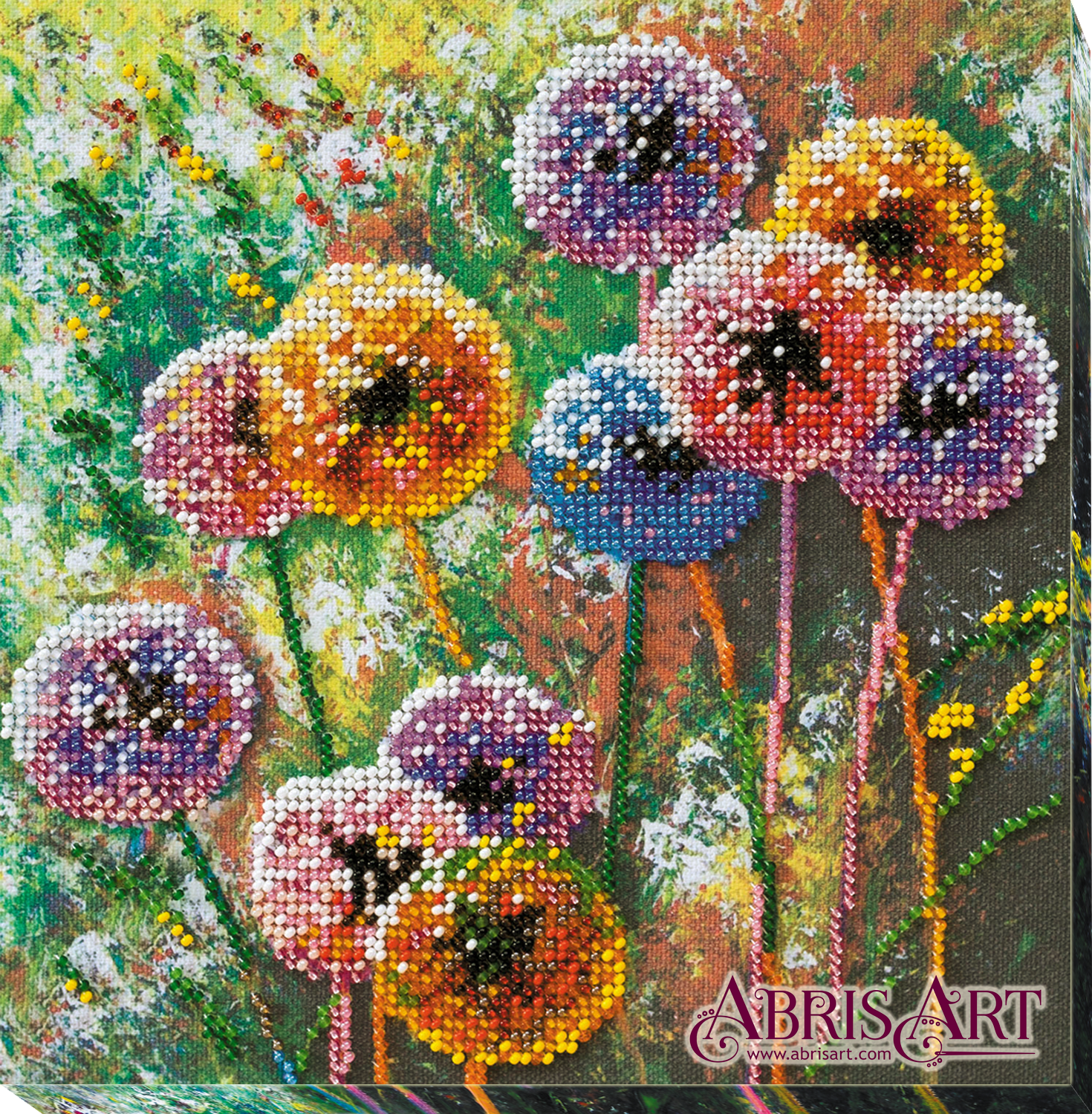 Набор-миди для вышивки бисером на натуральном художественном холсте «Разноцветные шары» (20*20 см)
