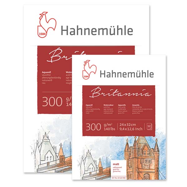 Блок акварельной бумаги Hahnemuhle «Britannia», 100% целлюлоза, мелкое зерно(HP), 17х24см, 12л, 300г - фото 1
