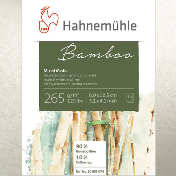 Альбом бумаги для акварели MIX Bamboo, 90% бамбук, 8х10,5см, 10л, 265г/м2. Hahnemuhle - фото 1