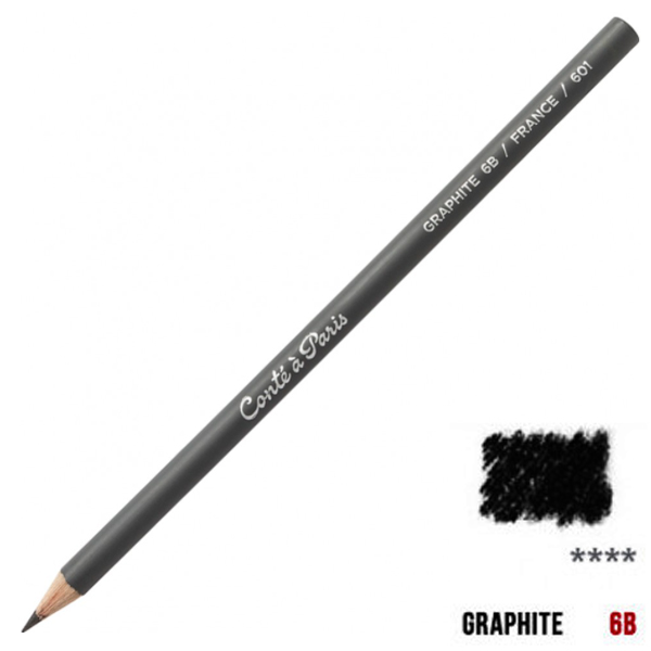Олівець для екскізів Black lead pencil, Graphite Conte, 6B 
