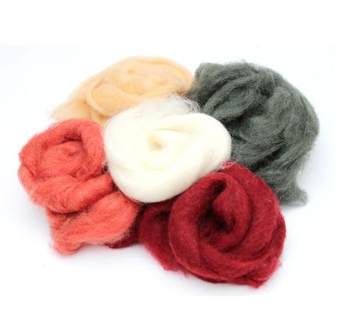 Вовна для валяння в наборі «Осінні квіти» (5x10 г) 