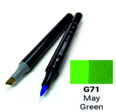 Маркер SKETCHMARKER BRUSH, колір ТРАВНЕВИЙ ЗЕЛЕНИЙ ( May Green) 2 пера: долото і м'яке, SMB-G071 