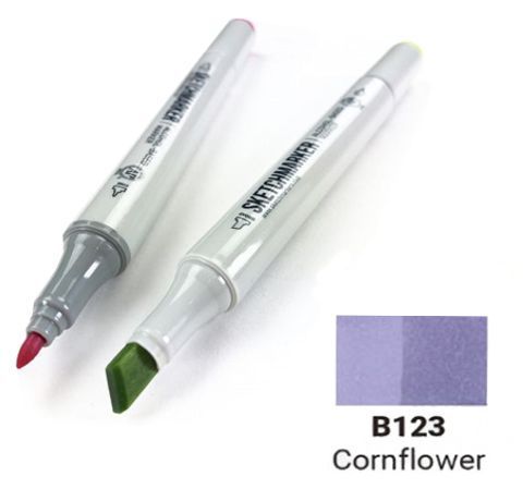 Маркер SKETCHMARKER, цвет ВАСИЛЕК (Cornflower) 2 пера: тонкое и долото, SM-B123