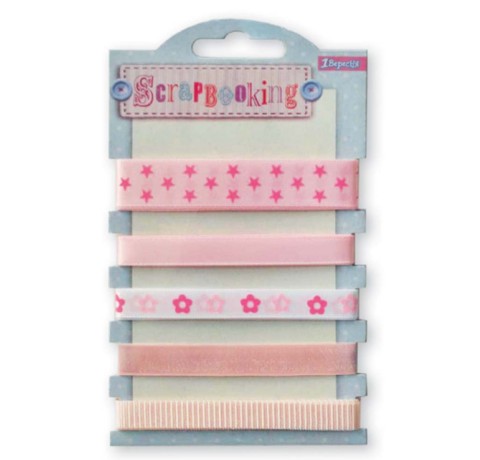 Набор лент декоративных с узором «Santi», оттенки розового.