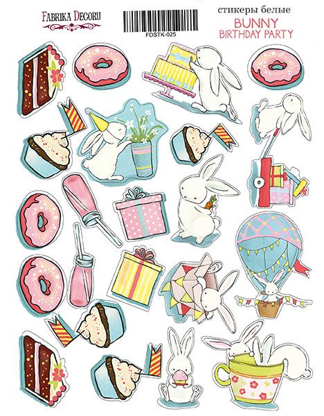 Набір стікерів, колекція «Bunny birthday party», 24шт 