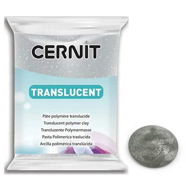 Полимерная глина Cernit TRANSLUCENT, прозрачная с глиттером СЕРЕБРО, 56 гр.