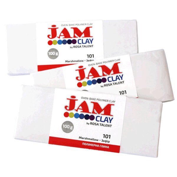 Полімерна глина "Jam Clay", колір: БІЛИЙ (Зефір), 100 гр. ROSA TALENT